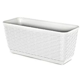   Rattan virágláda, Prosperplast Ratolla P, barna, 49,2 x 17,2 cm, magasság: 17,4 cm, alátéttel, 12 l, rattan hatású