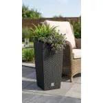 Rattan virágcserép, Prosperplast Rato Square 325, antracit, 32,5 x 32,5 cm, magasság: 61 cm, betéttel, 21 / 49 l, rattan hatású, négyzetes