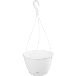   Virágcserép RATOLLA Round W 240, függő, fehér, alátéttel, akasztóval