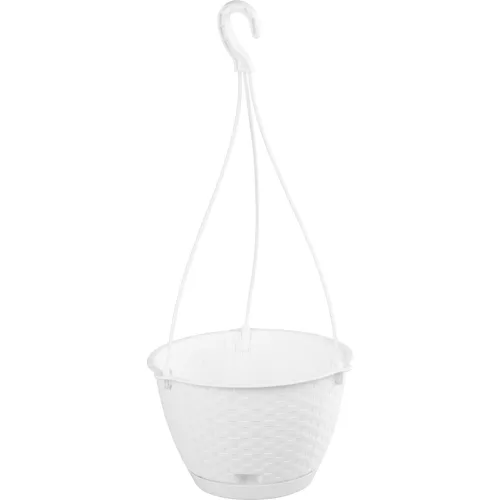 Virágcserép RATOLLA Round W 240, függő, fehér, alátéttel, akasztóval