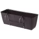 Rattan virágláda, Prosperplast Ratolla Case PW 500, barna, 49,2 x 17,2 cm, magasság: 17,4 cm, alátéttel, 12 l, rattan hatású, korlátra akasztható