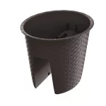 Rattan virágcserép, Prosperplast Rato Railing Oval 300, barna, átmérő: 30 cm, magasság: 22,7 cm, rattan hatású, kerek, korlátra szerelhető