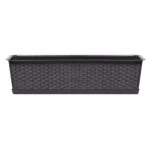 Rattan virágláda, Prosperplast Ratolla Case P 700, barna, 68,5 x 17,3 cm, magasság: 15 cm, alátéttel, 13 l, rattan hatású