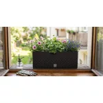 Rattan virágláda, Prosperplast Ratolla Case 500, antracit, 49,2 x 17,2 cm, magasság: 17,4 cm, CWS öntözőrendszerrel, 12 l, rattan hatású