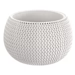 Műanyag virágcserép, Prosperplast Splofy Bowl, fehér, átmérő: 29 cm, magasság: 19,5 cm, tál alakú, betéttel, 3,9 l, kerek