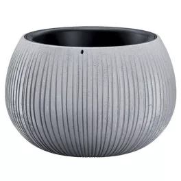   Műanyag virágcserép, Prosperplast Beton, szürke, átmérő:  19 cm, magasság: 20 cm, bordázott, 8 l, betonhatású, kerek
