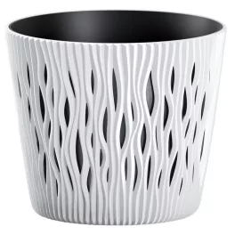 Virágcserép betéttel SANDY Round 190, 158x138 mm, fehér