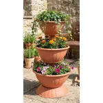 Műanyag háromszintes virágcserép, Strend Pro Garden Pyramid, terrakotta, átmérők: 32,5 cm / 40 cm / 47,5 cm, magasság: 82 cm, kerek
