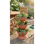 Műanyag háromszintes virágcserép, Strend Pro Garden Pyramid, terrakotta, átmérők: 40 cm / 47,5 cm /55 cm, magasság: 86 cm, kerek