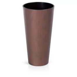   Műanyag virágcserép, Prosperplast Tubus Slim Corten, réz, átmérő: 40 cm, magasság: 76,2 cm, betéttel, 35 / 64 l, rézhatású, kerek