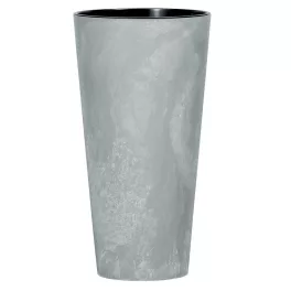   Műanyag virágcserép, Prosperplast Tubus Slim Beton, világosszürke, átmérő: 40 cm, magasság: 76,2 cm, betéttel, 35 / 64 l, betonhatású, kerek