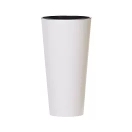   Műanyag virágcserép, Prosperplast Tubus Slim Shine, fehér, átmérő: 40 cm, magasság: 76,2 cm, betéttel, 64 l, kerek