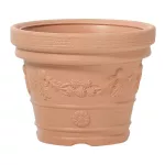 Műanyag virágcserép, Prosperplast Decora, terrakotta, átmérő: 30 cm, magasság: 23,5 cm, virág minta, 8 l, kerek