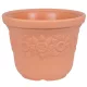 Műanyag virágcserép, Prosperplast Sunny, terrakotta, átmérő: 30 cm, magasság: 22,5 cm, napraforgó minta, 8 l, kerek