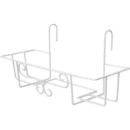   Virágtartó konzol, Strend Pro Garden, fehér, 65 cm, magasság: 13 cm, acél, kampós rögzítés, akasztható, téglalap alakú