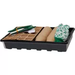Melegágy, Strend Pro Garden, fekete, 37,5 x 23 x 6 cm, átlátszó fedél, 68 db-os készlet, csíráztatáshoz és előneveléshez, mini