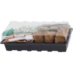 Melegágy, Strend Pro Garden, fekete, 37,5 x 23 x 6 cm, átlátszó fedél, 68 db-os készlet, csíráztatáshoz és előneveléshez, mini