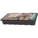 Melegágy, Strend Pro Garden, fekete, 37,5 x 23 x 6 cm, átlátszó fedél, 68 db-os készlet, csíráztatáshoz és előneveléshez, mini