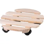 Virágcserép alátét, Strend Pro Garden, átmérő: 30 cm, magasság: 7 cm, fa, 4 db forgó kerék, kerek