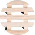 Virágcserép alátét, Strend Pro Garden, átmérő: 30 cm, magasság: 7 cm, fa, 4 db forgó kerék, kerek