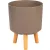 Műanyag virágcserép, Strend Pro Garden, kávépor, átmérő: 24,5 cm, magasság: 31 cm, fa lábakkal, kerek