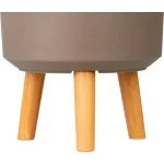 Műanyag virágcserép, Strend Pro Garden, kávépor, átmérő: 24,5 cm, magasság: 31 cm, fa lábakkal, kerek