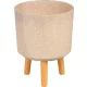 Műanyag virágcserép, Strend Pro Garden, bambuszszál, átmérő: 24,5 cm, magasság: 31 cm, fa lábakkal, kerek