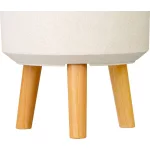 Műanyag virágcserép, Strend Pro Garden, fehér, átmérő: 24,5 cm, magasság: 31 cm, fa lábakkal, kerek