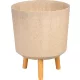 Műanyag virágcserép, Strend Pro Garden, bambuszszál, átmérő: 30 cm, magasság: 37 cm, fa lábakkal, 15,5 l, kerek