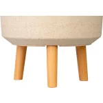 Műanyag virágcserép, Strend Pro Garden, bambuszszál, átmérő: 30 cm, magasság: 37 cm, fa lábakkal, 15,5 l, kerek
