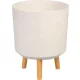 Műanyag virágcserép, Strend Pro Garden, fehér, átmérő: 30 cm, magasság: 37 cm, fa lábakkal, 15,5 l, kerek