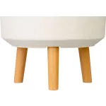 Műanyag virágcserép, Strend Pro Garden, fehér, átmérő: 30 cm, magasság: 37 cm, fa lábakkal, 15,5 l, kerek