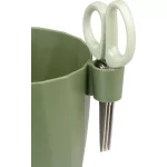 Műanyag virágcserép, Strend Pro Garden, zöld, átmérő: 12,5 cm, magasság: 16 cm, önöntöző víztartállyal, metszőollóval, beépített ollótartóval, kerek