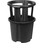Műanyag burgonyatermesztő cserép, Strend Pro Garden, fekete, átmérő: 35 cm, magasság: 28 cm, 15 l, nyitható ablak a könnyű betakarításhoz, kerek