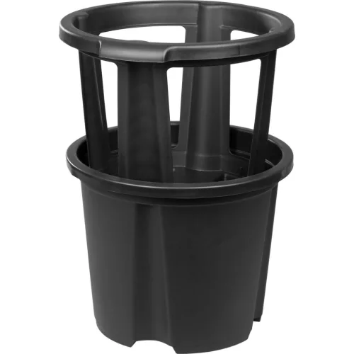 Műanyag burgonyatermesztő cserép, Strend Pro Garden, fekete, átmérő: 35 cm, magasság: 28 cm, 15 l, nyitható ablak a könnyű betakarításhoz, kerek