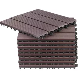   Kerti járólap készlet, Strend Pro Garden, barna, 31 x 31 x 2 cm, WPC hatású, csúszásmentes, polipropilén (PP) műanyag, 9 db/csomag