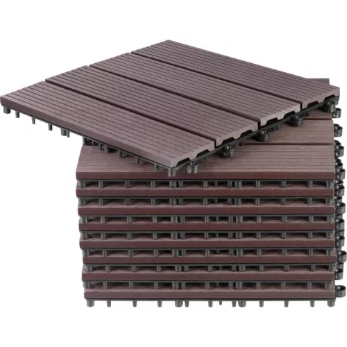 Kerti járólap készlet, Strend Pro Garden, barna, 31 x 31 x 2 cm, WPC hatású, csúszásmentes, polipropilén (PP) műanyag, 9 db/csomag