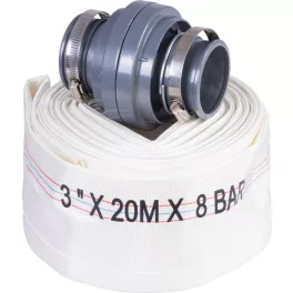   Nyomótömlő, Strend Pro Garden, fehér, B típus, 3", 20 m, bajonett csatlakozókkal, szivattyúkhoz, poliészter + gumírozott PVC belső, 0–80 °C-ig hőálló, maximum 8 bar