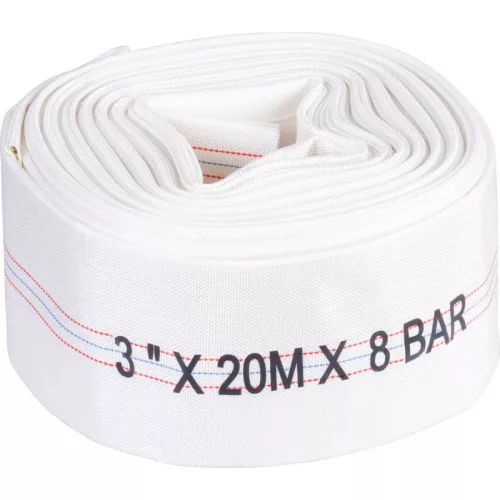 Nyomótömlő, Strend Pro Garden, fehér, B típus, 3", 20 m, vég nélkül, szivattyúkhoz, poliészter + gumírozott PVC belső, 0–80°C-ig hőálló, maximum 8 bar