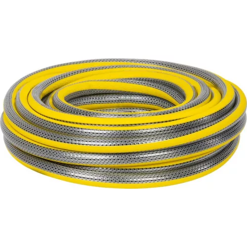 Kerti locsolótömlő, Strend Pro Garden Anti-torsion Plus, sárga/szürke, 1/2", 15 m, 30 bar, többrétegű PVC, UV-álló, csavarodásmentes