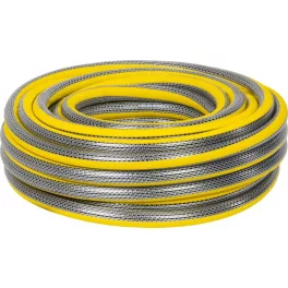   Kerti locsolótömlő, Strend Pro Garden Anti-torsion Plus, sárga/szürke, 1/2", 25 m, 30 bar, többrétegű PVC, UV-álló, csavarodásmentes