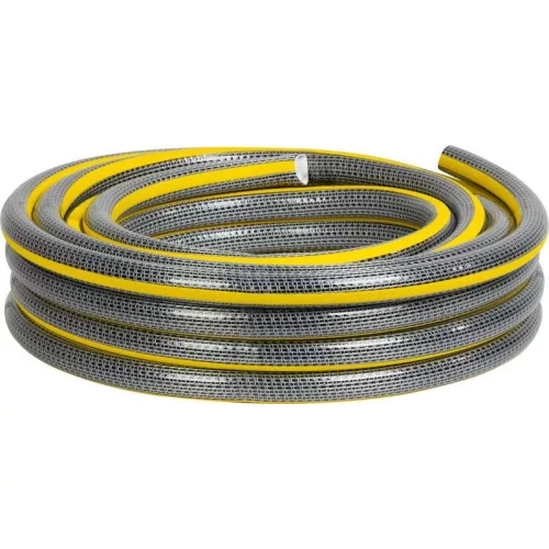 Kerti locsolótömlő, Strend Pro Garden Anti-torsion Plus, szürke/sárga, 3/4", 10 m, 25 bar, többrétegű PVC, UV-álló, csavarodásmentes