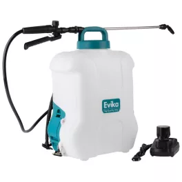   Akkumulátoros permetező, Evika DJ160, 16 liter, fehér, vízálló kapcsolós, teleszkópos fém szórókarral, háti hevederes
