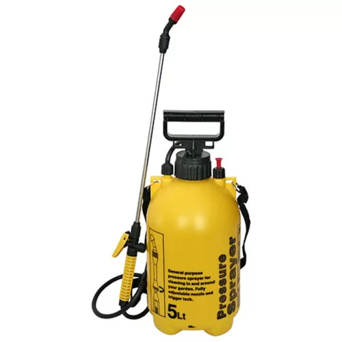 Vállra akasztható permetező, Strend Pro Kingjet Q, 3 liter, sárga, állítható fúvókával, folyadékszivárgás elleni védelemmel, kényelmes vállpánttal