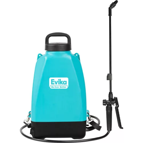 Akkumulátoros permetező, Evika EJ120S, 12 l, kék, 10,8 V, Li-Ion, vízálló kapcsoló, rozsdamentes fém rúd, beépített rúdtartó, háti hevederes