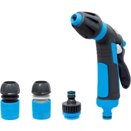   Kerti locsolópisztoly, Aquacraft 740531 Comfort, kék/fekete, 3 funkciós, állítható vízáram, műanyag, csatlakozókkal