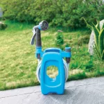 Fali tömlődob, Aquacraft 990490, kék, tömlővel, 3/8", 10 m, 7 funkciós szórópisztollyal, csatlakozókkal, műanyag