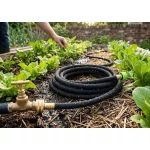 Kerti locsolótömlő, Strend Pro Garden, fekete, 1/2", 15 m, szivárgó, csatlakozókkal, csepegtető öntözéshez, -5°C és +50°C között hőálló