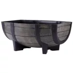 Műanyag virágláda, Strend Pro Garden Woodeff, barna, 41 x 29 cm, magasság: 19 cm, hordó formájú, 11 l, fahatású