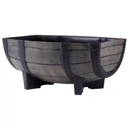   Műanyag virágláda, Strend Pro Garden Woodeff, barna, 41 x 29 cm, magasság: 19 cm, hordó formájú, 11 l, fahatású
